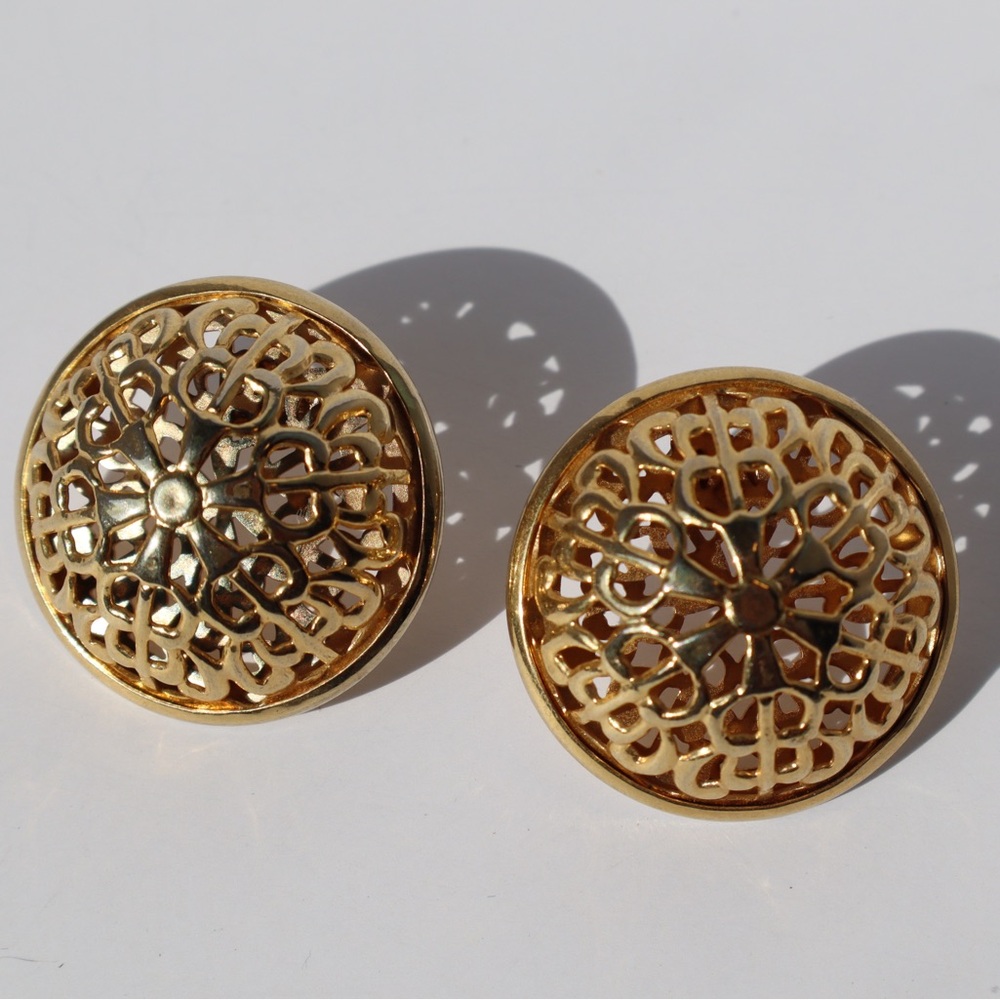 Beautiful gold dome cutout statement earrings